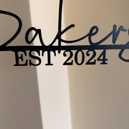 Custom Family Name Sign – Personalized Wedding or Housewarming Gift – Last Name Metal Sign – Wall Art with Established Date