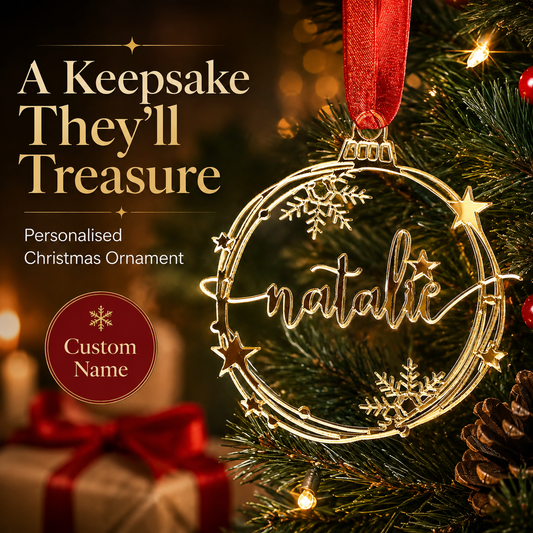Personalized Custom Name Ornament | Wood & Acrylic Keepsake Bauble