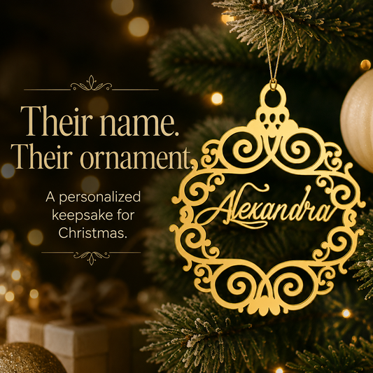 Personalized Name Christmas Ornament – Acrylic or Wood Bauble