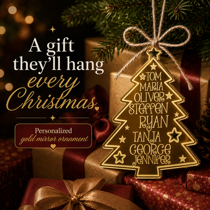 Personalized Family Name Christmas Ornament - Mirrored Acrylic