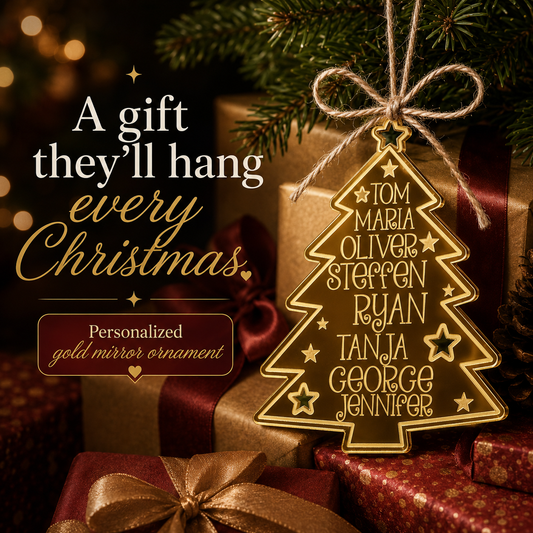 Personalized Family Name Christmas Ornament - Mirrored Acrylic