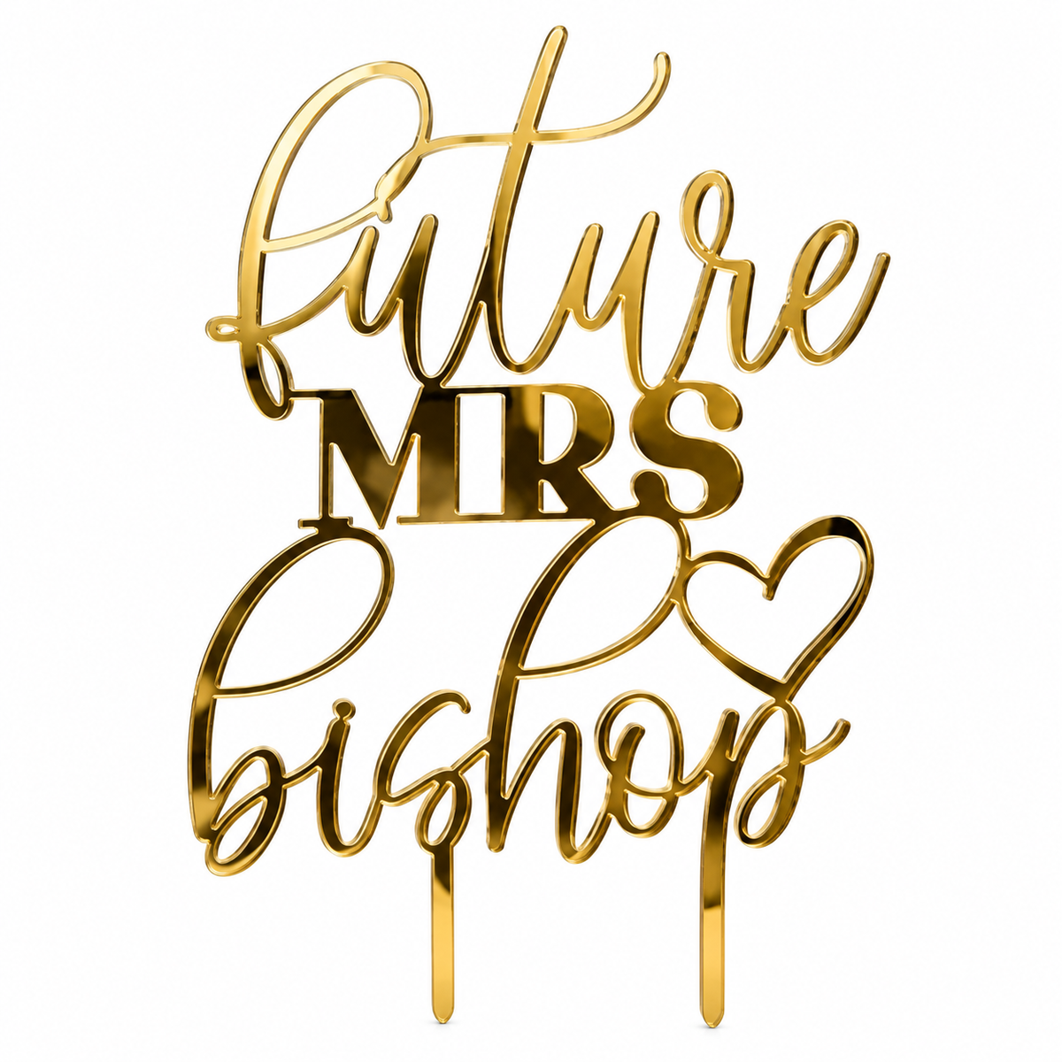 Personalized “Future Mrs” Cake Topper – Custom Name with Heart
