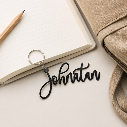 Personalized Metal Keychain with Laser-Cut Name — personalized gift by FranJohnsonHouse