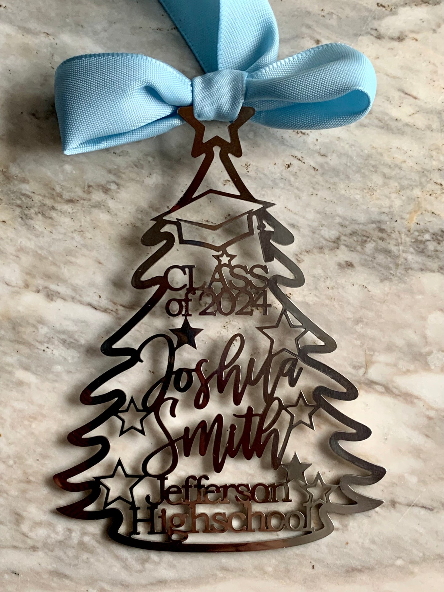 Personalized Graduation Christmas Ornament | Custom Name, High School & Class Year | Class of 2026 | College or Master’s Degree Gift | Stainless Steel