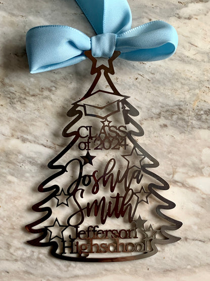 Personalized Graduation Christmas Ornament | Custom Name, High School & Class Year | Class of 2026 | College or Master’s Degree Gift | Stainless Steel