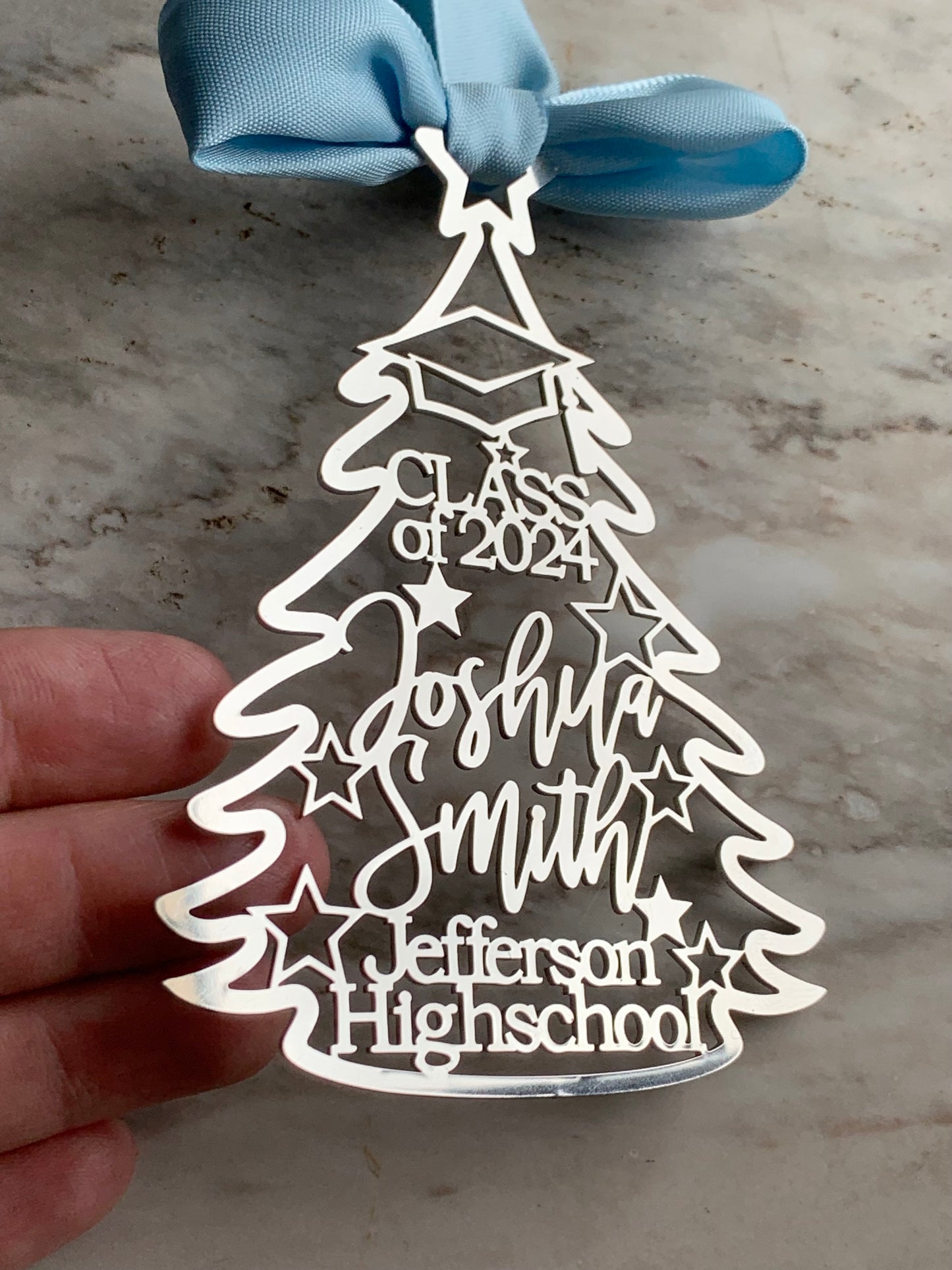 Personalized Graduation Christmas Ornament | Custom Name, High School & Class Year | Class of 2026 | College or Master’s Degree Gift | Stainless Steel