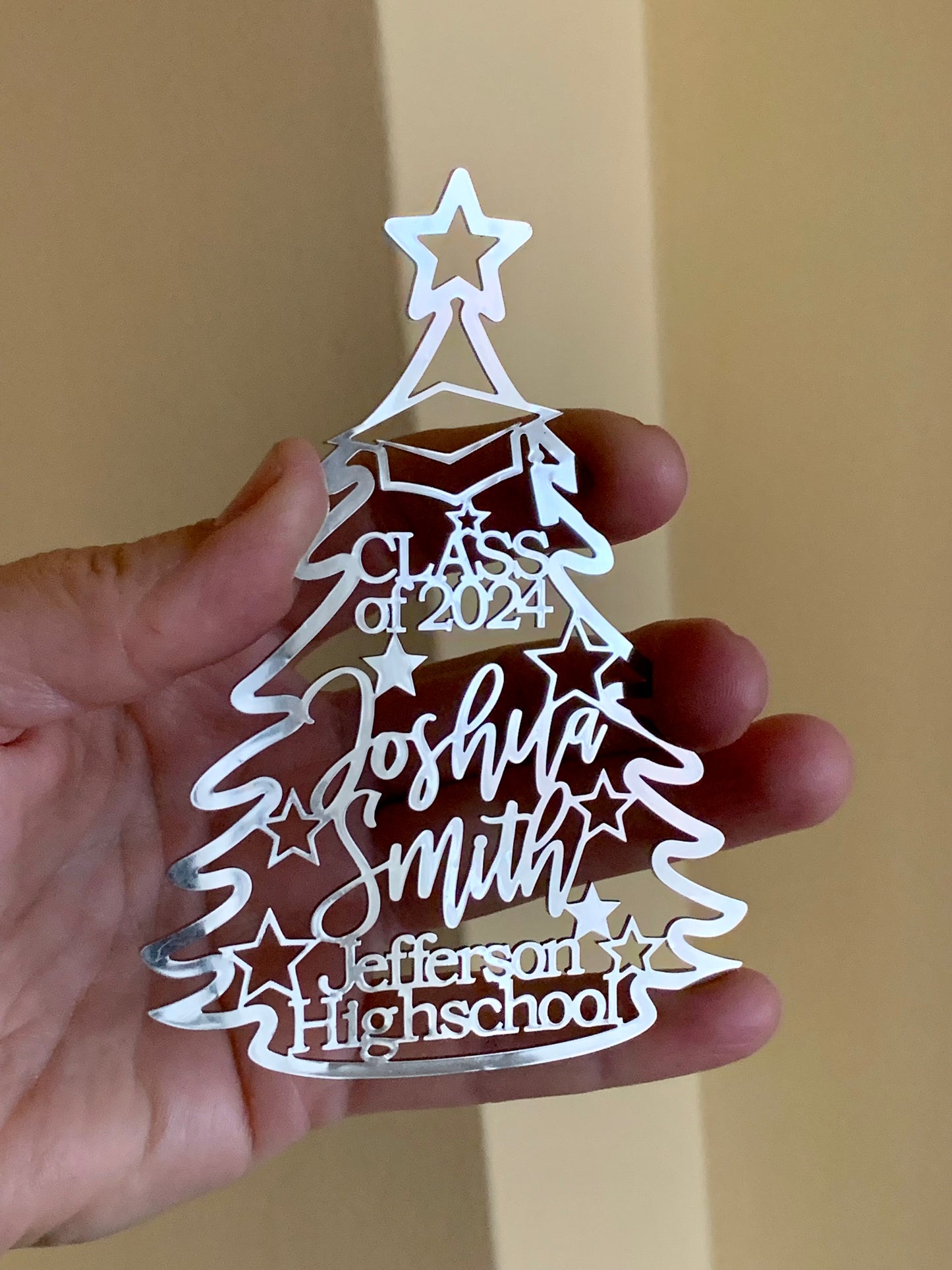 Personalized Graduation Christmas Ornament | Custom Name, High School & Class Year | Class of 2026 | College or Master’s Degree Gift | Stainless Steel