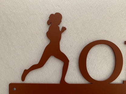 Personalized Running Metal Medal Holder for Couples | Custom Family Medal Hanger with Name or Text of Your Choice