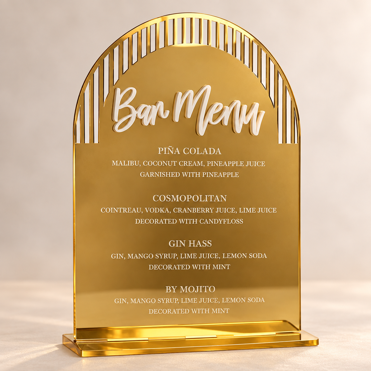Personalized Arch Bar Menu Sign - Cocktail, Wine & Beer Drinks List