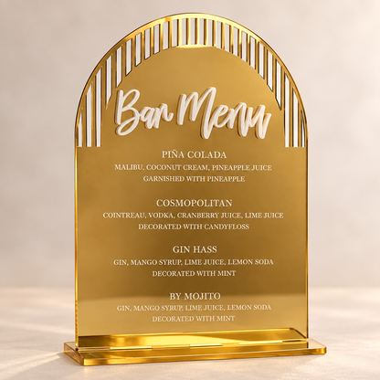 Personalized Arch Bar Menu Sign - Cocktail, Wine & Beer Drinks List