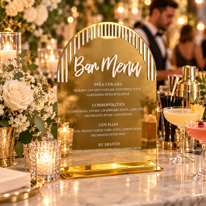 Personalized Arch Bar Menu Sign - Cocktail, Wine & Beer Drinks List