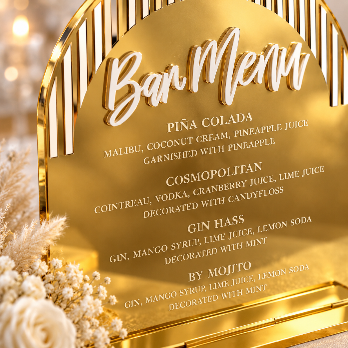 Personalized Arch Bar Menu Sign - Cocktail, Wine & Beer Drinks List