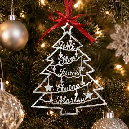 Personalized Stainless Steel Christmas Tree Ornaments with Custom Family Names | Handmade Ornament