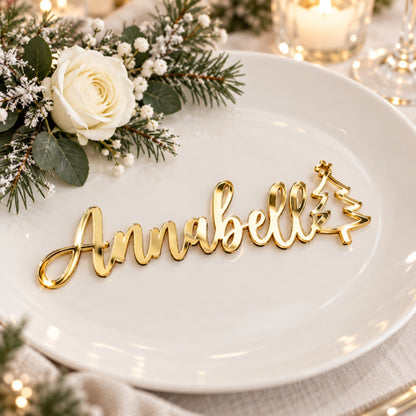 Personalized Christmas Place Cards | Custom Laser Cut Names with Trees