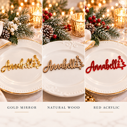 Personalized Christmas Place Cards | Custom Laser Cut Names with Trees