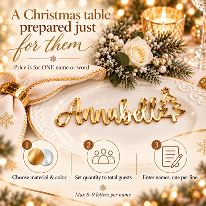 Personalized Christmas Place Cards | Custom Laser Cut Names with Trees