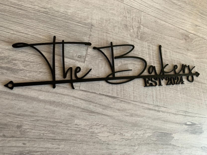 Custom Family Name Sign – Personalized Wedding or Housewarming Gift – Last Name Metal Sign – Wall Art with Established Date