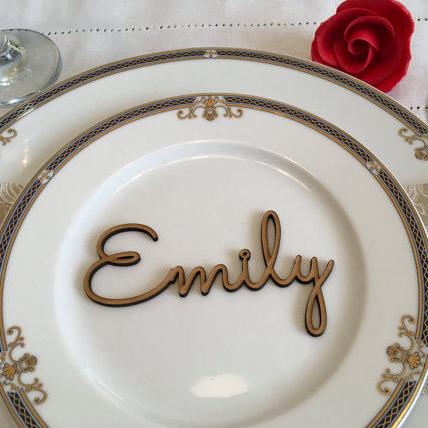 Personalized Wedding Place Cards – Custom Laser-Cut Guest Names in Acrylic or Wood