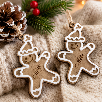 Personalized Gingerbread Christmas Stocking Tags | Custom Name Ornaments | Present Labels | Male or Female Style