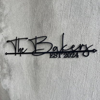 Custom Family Name Sign – Personalized Wedding or Housewarming Gift – Last Name Metal Sign – Wall Art with Established Date