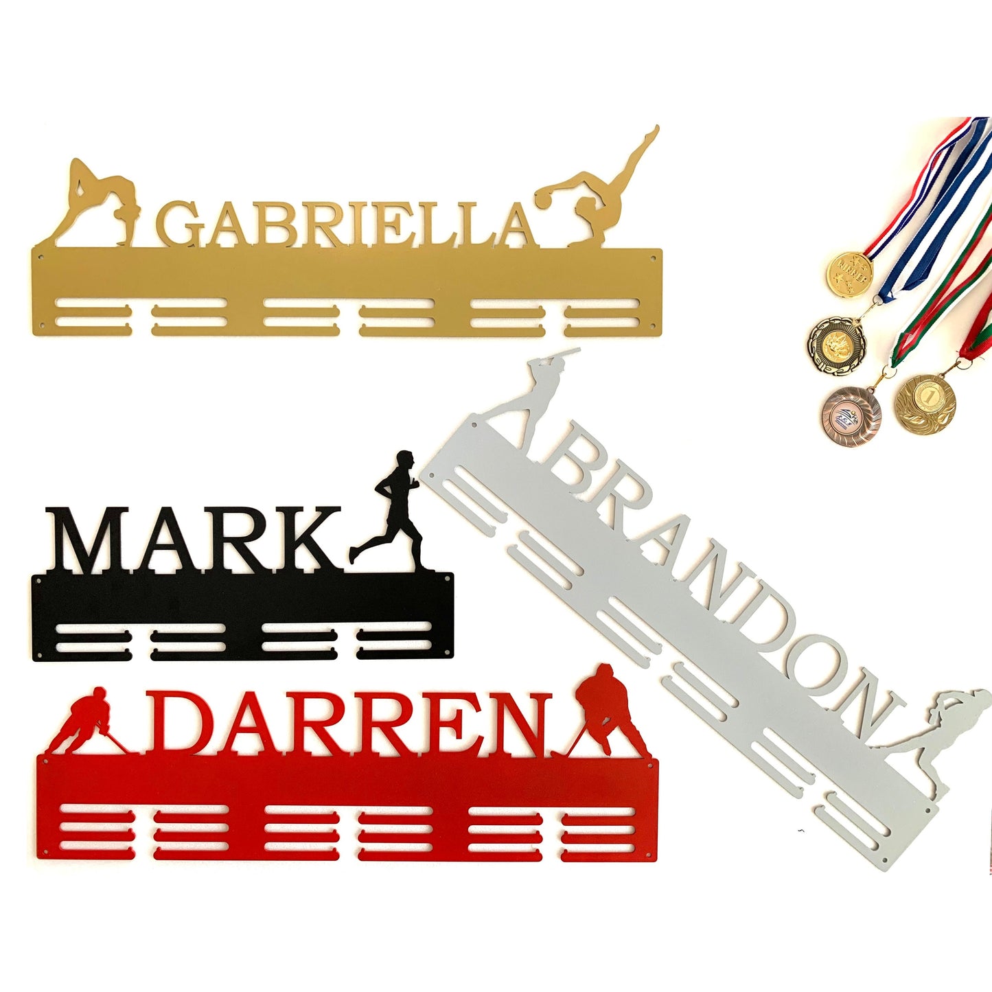 Custom Family Medal Holder for Couples – Personalized Running Medal & Bib Display Rack