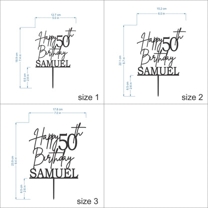 Custom Happy 50th Birthday Cake Topper – Personalized Name & Anniversary Age