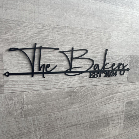 Custom Family Name Sign – Personalized Wedding or Housewarming Gift – Last Name Metal Sign – Wall Art with Established Date
