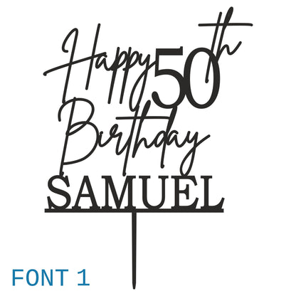 Custom Happy 50th Birthday Cake Topper – Personalized Name & Anniversary Age