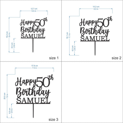 Custom Happy 50th Birthday Cake Topper – Personalized Name & Anniversary Age