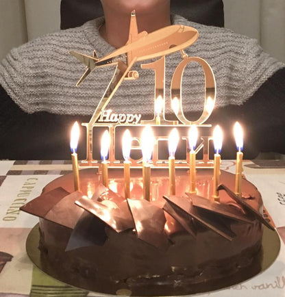 Personalized Airplane Cake Topper | Custom Name & Age | Aeroplane Birthday Decoration | Airplane Party | Gift for Pilot