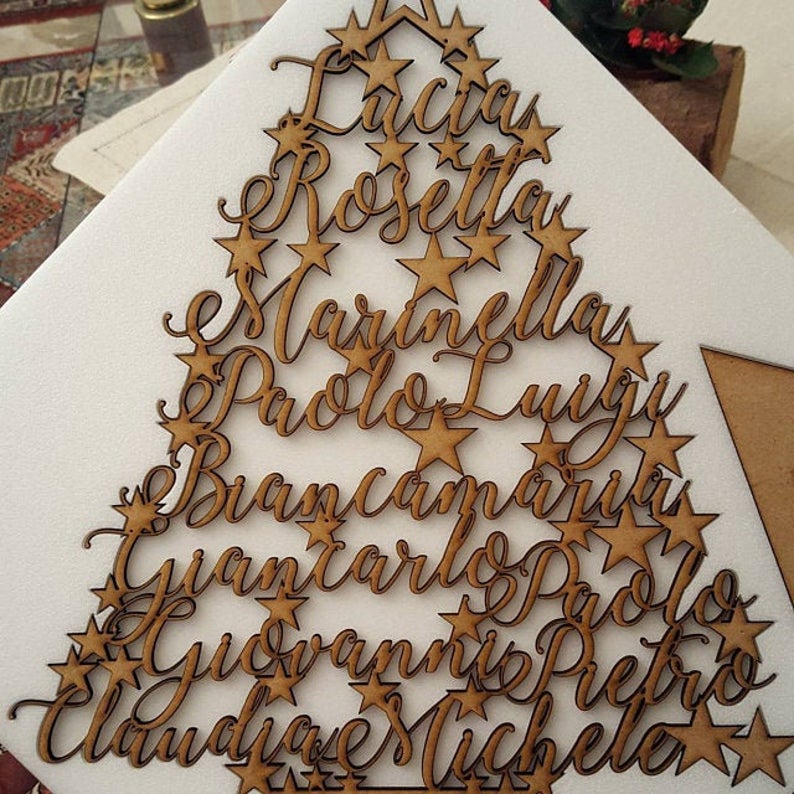 Large Personalized Freestanding Christmas Tree | Custom Family Name Holiday Ornament | Handmade Gift