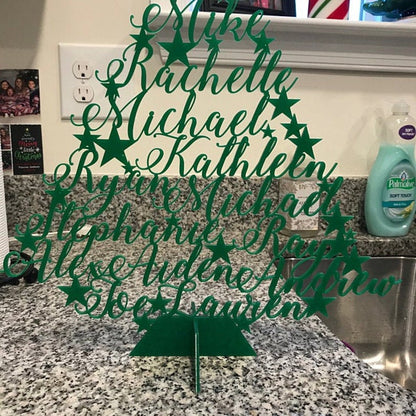 Large Personalized Freestanding Christmas Tree | Custom Family Name Holiday Ornament | Handmade Gift