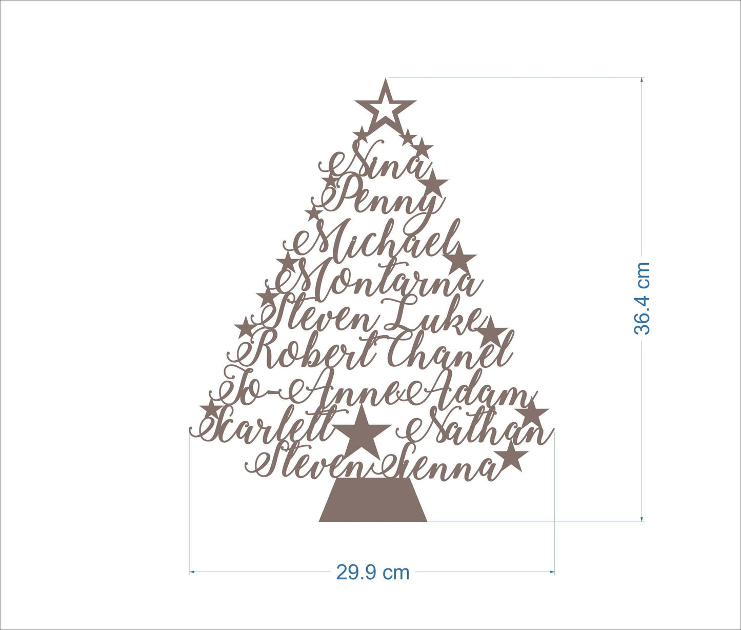 Large Personalized Freestanding Christmas Tree | Custom Family Name Holiday Ornament | Handmade Gift