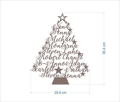 Large Personalized Freestanding Christmas Tree | Custom Family Name Holiday Ornament | Handmade Gift