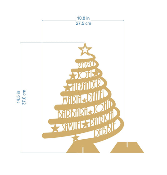 Large Personalized Freestanding Christmas Tree | Custom Family Name Holiday Ornament | Handmade Gift