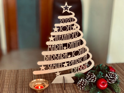 Large Personalized Freestanding Christmas Tree | Custom Family Name Holiday Ornament | Handmade Gift