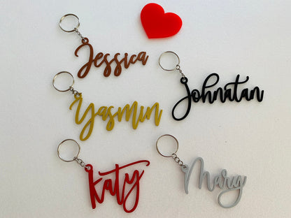 Personalized Metal Keychain with Laser Cut Name - Custom Keyrings - Bag Key Chain