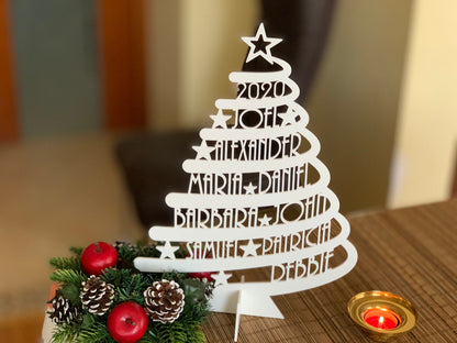Large Personalized Freestanding Christmas Tree | Custom Family Name Holiday Ornament | Handmade Gift