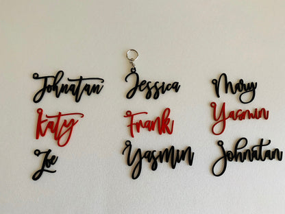 Personalized Metal Keychain with Laser Cut Name - Custom Keyrings - Bag Key Chain
