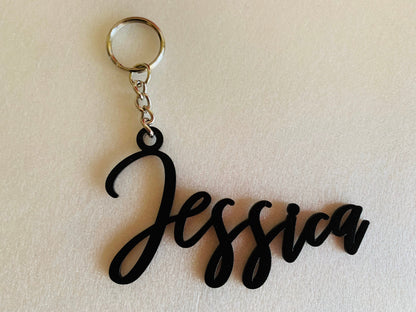 Personalized Metal Keychain with Laser Cut Name - Custom Keyrings - Bag Key Chain