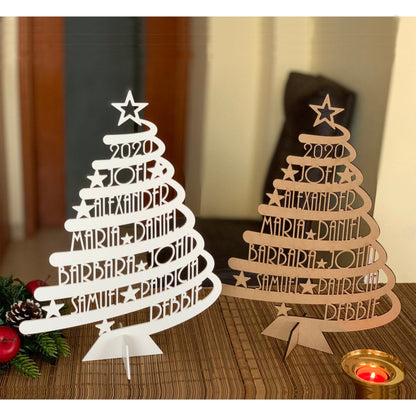 Large Personalized Freestanding Christmas Tree | Custom Family Name Holiday Ornament | Handmade Gift