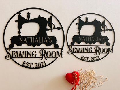 Custom Sewing Machine Sign | Personalized Quilting & Craft Room Wall Art