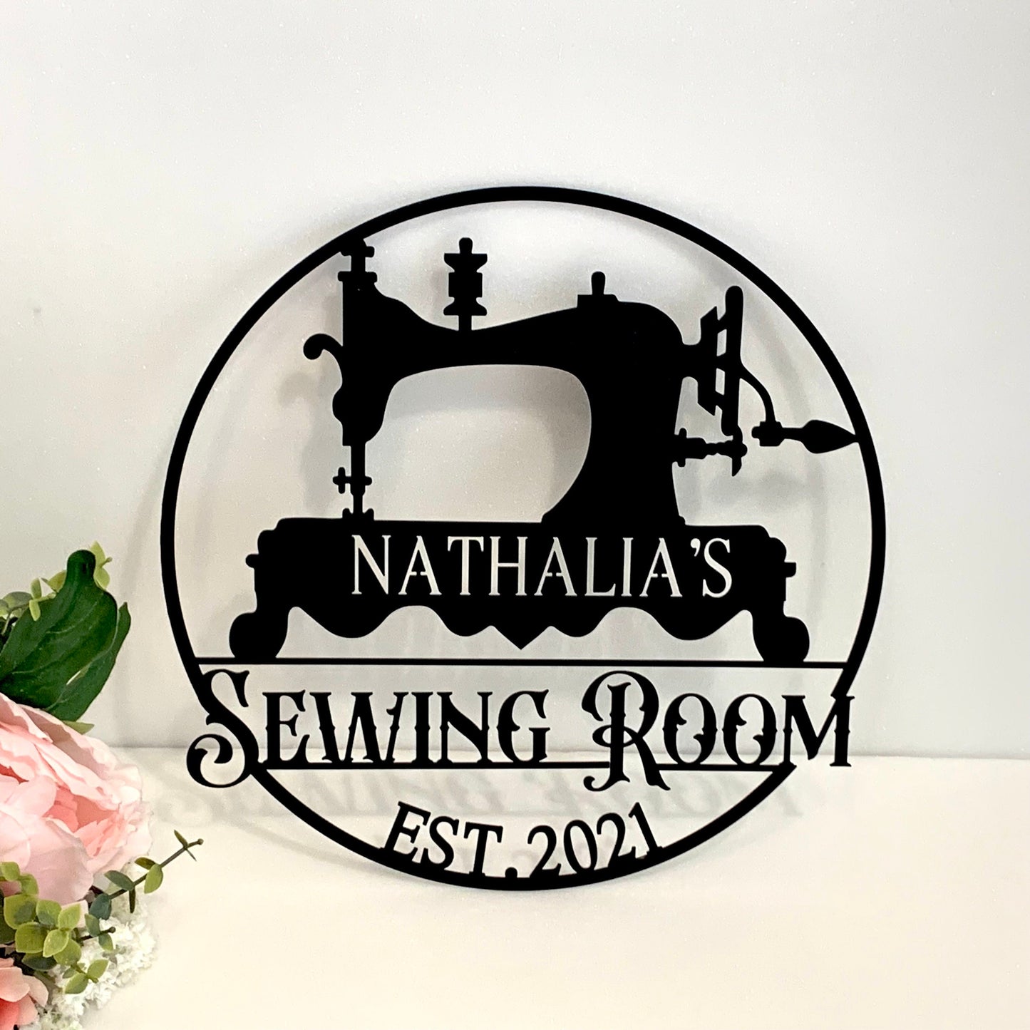Custom Sewing Machine Sign | Personalized Quilting & Craft Room Wall Art