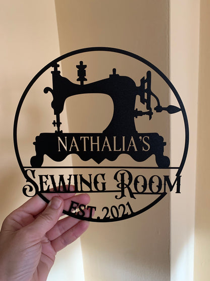 Custom Sewing Machine Sign | Personalized Quilting & Craft Room Wall Art