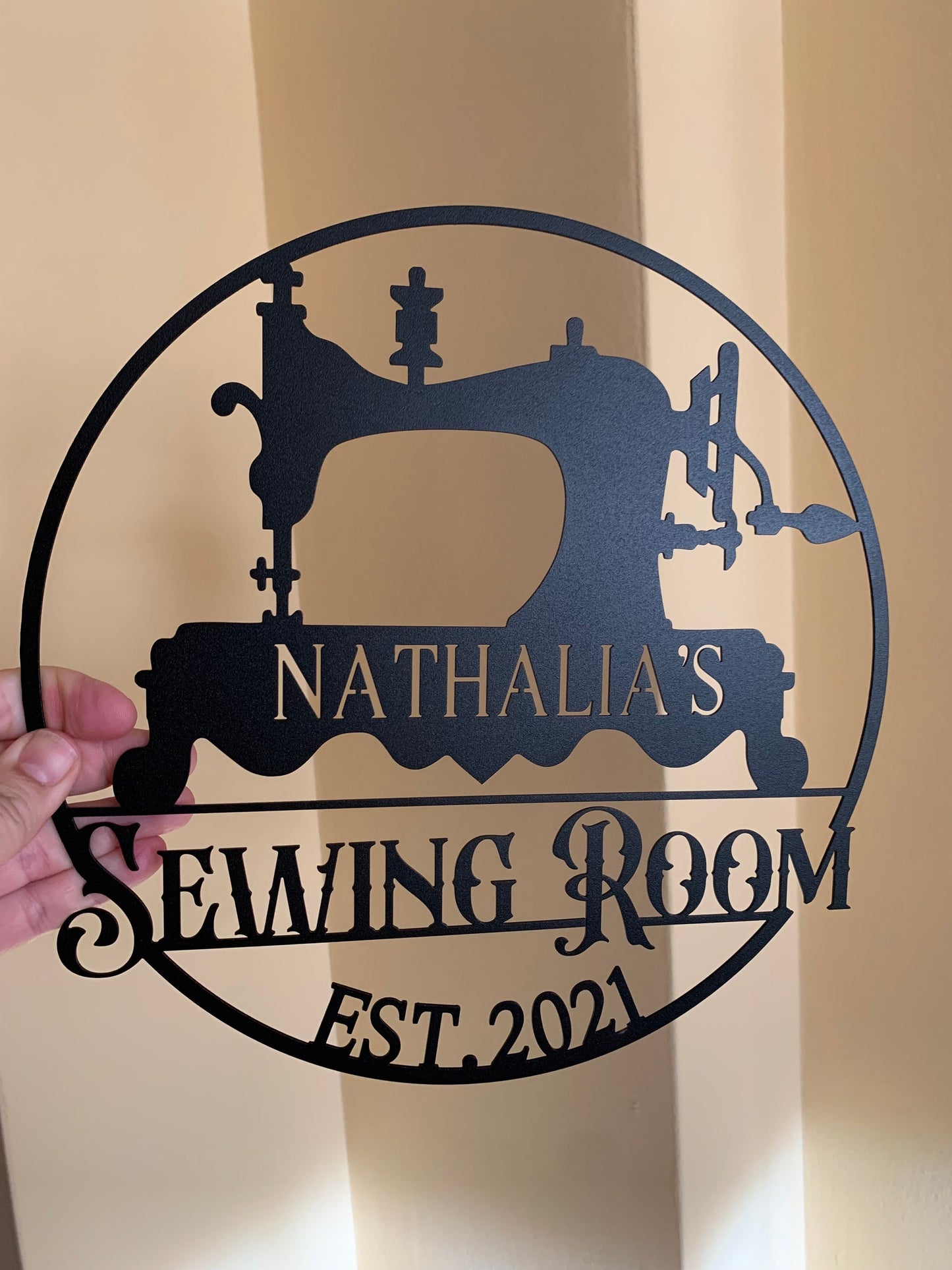 Custom Sewing Machine Sign | Personalized Quilting & Craft Room Wall Art