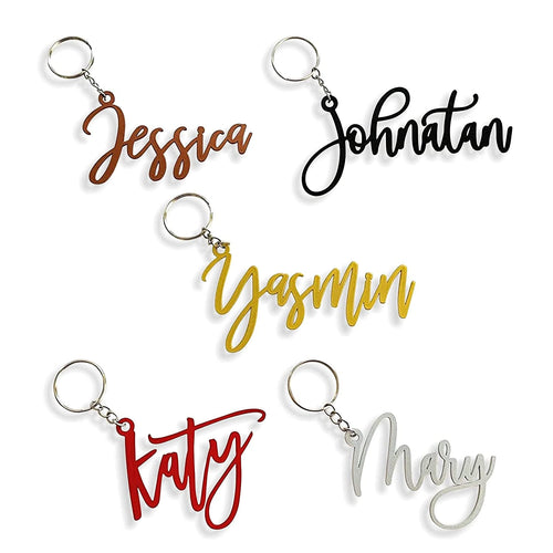 Personalized Metal Keychain with Laser Cut Name - Custom Keyrings - Bag Key Chain