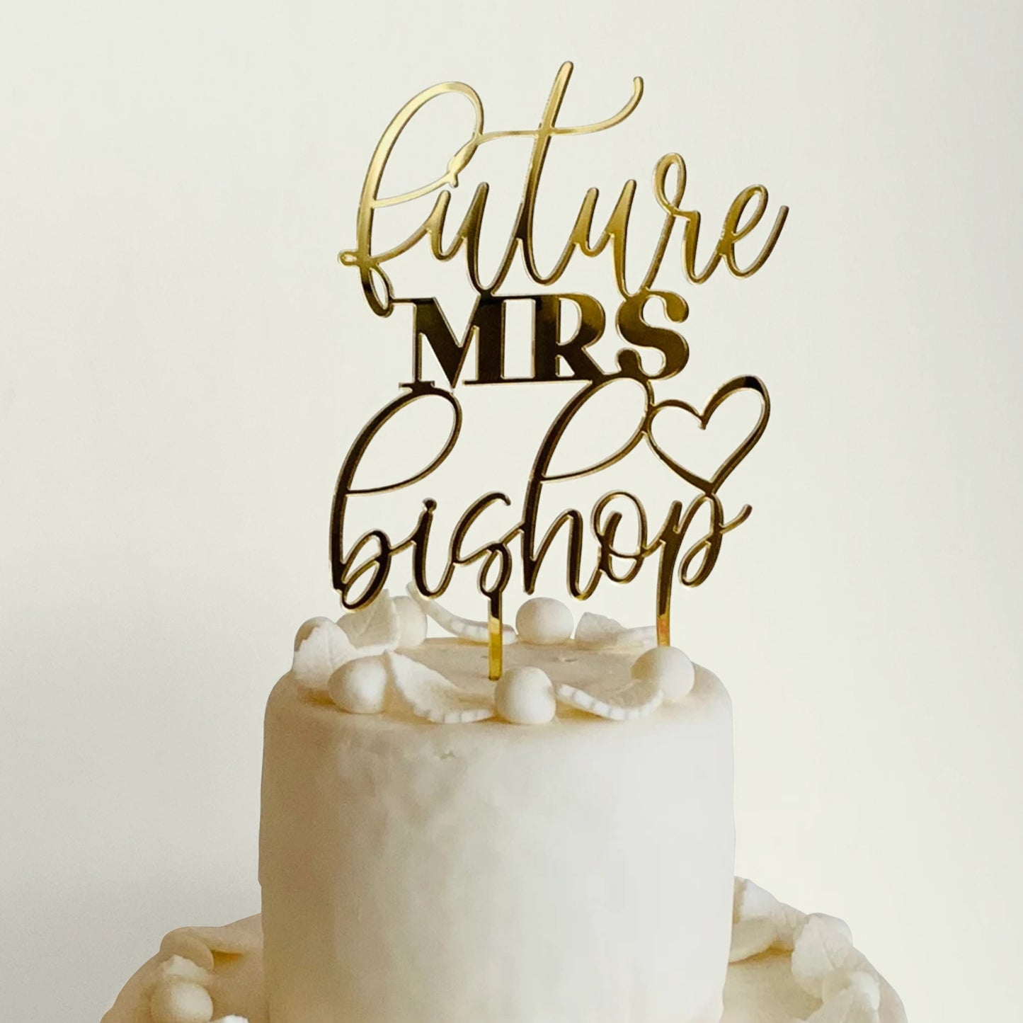 Personalized “Future Mrs” Cake Topper – Custom Name with Heart - Bridal Shower & Engagement Party Decoration - Laser-Cut Acrylic or Wood