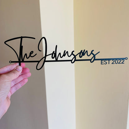 Personalized Family Name Metal Sign – Custom Wedding Gift with Established Date – Last Name Housewarming Plaque – Monogram Wall Art for Home