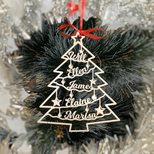 Personalized Christmas Tree Ornaments with Custom Family Names, Unique Holiday Gifts, Family Christmas Ornament, Xmas 2025 Handmade Ornament