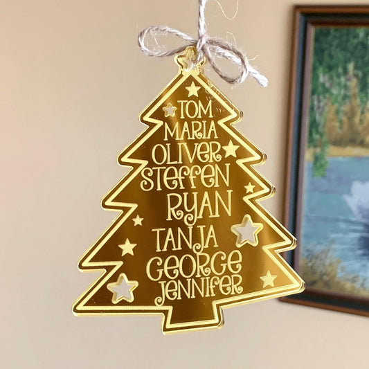 Personalized Family Name Christmas Ornament — Mirrored Acrylic or Wood (Optional Year 2025/2026)